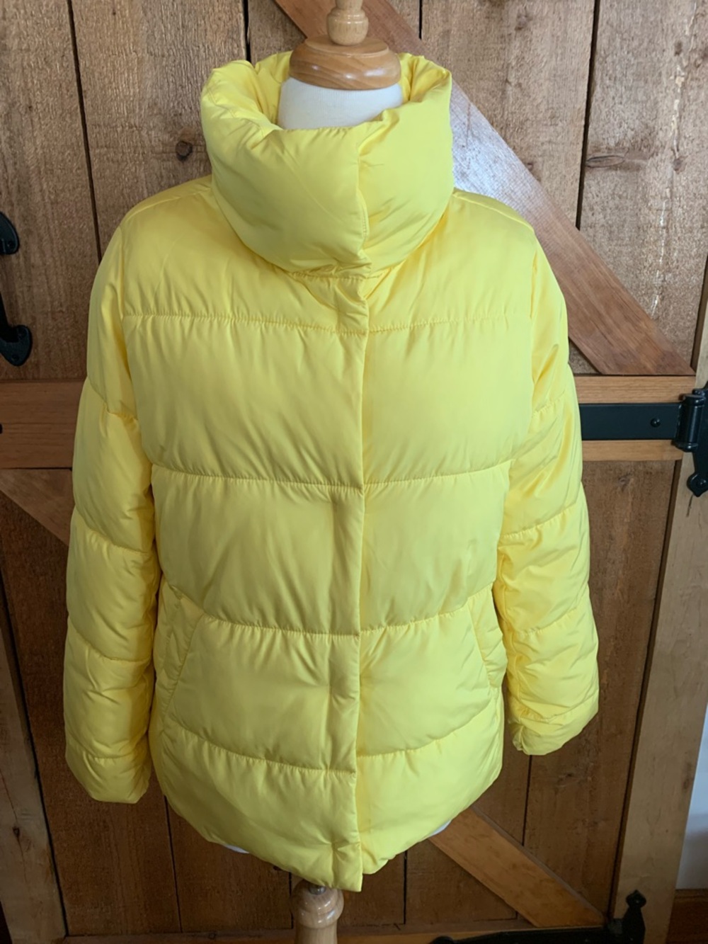 Talbots Yellow Winter Puffer Jacket Size Small Front Snap Closure